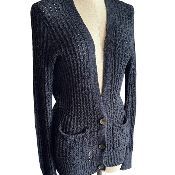 Y2K Hollister Button Up Long Navy Blue Cardigan size Small - Picture 4 of 8